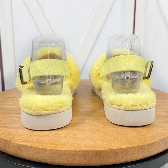 Koolaburra by Ugg Fuzz’d Out Faux Fur Sandals Yellow 9 Slingback - Picture 6 of 10